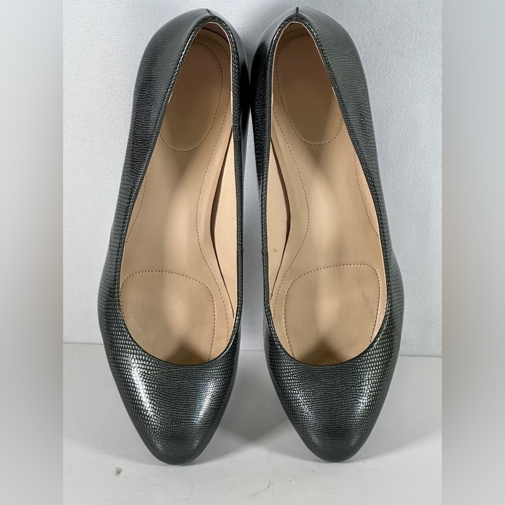 Calvin Klein‎ Renni Olive Gray Pumps Lizard Print Patent Officewear Sz 9 1/2 - Picture 11 of 12